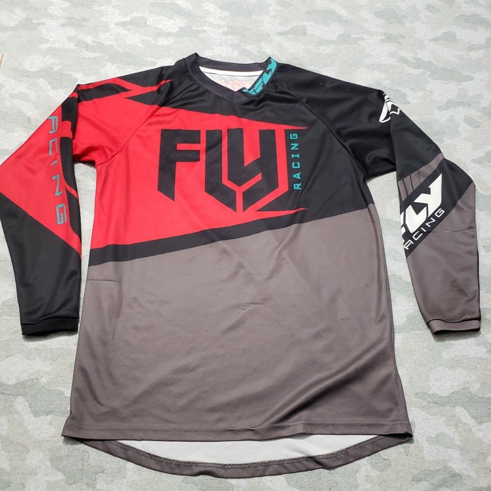Fly Racing Shirt Mens Small Gray Pullover Long Sleeve